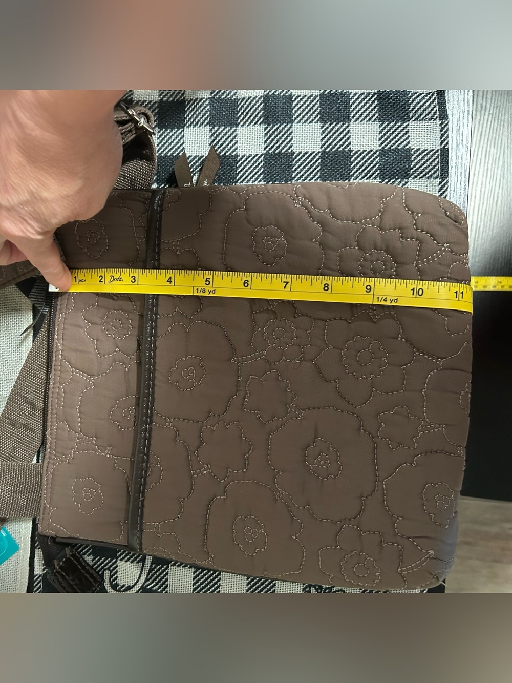 thirty-one Quilted Floral Adjustable Crossbody Bag - Brown NWOT - Picture 12 of 15